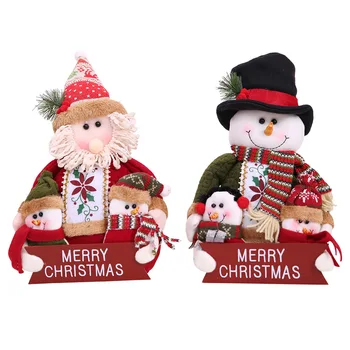 

36cm Plush Wood Sitting Santa Claus Snowman Families Decoration Christmas Tree Decorations for Home Door Pendant Party Supply