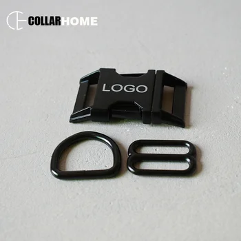 

200 sets engrave logo ID metal belt buckle 25mm webbing d-rings for DIY dog collar harness sewing accessories adjuster slider