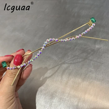 

Green Red Crystal Sexy Half Frame Sunglasses Women Brand Rhinestone Cateye Sun Glasses Lensless Diamond Decoration