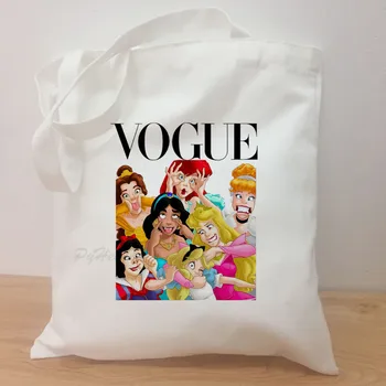 

Funny VOGUE Prince cartoon printed canvas shoulder bag female Harajuku grimace Princess ulzzang large-capacity shoulder bags