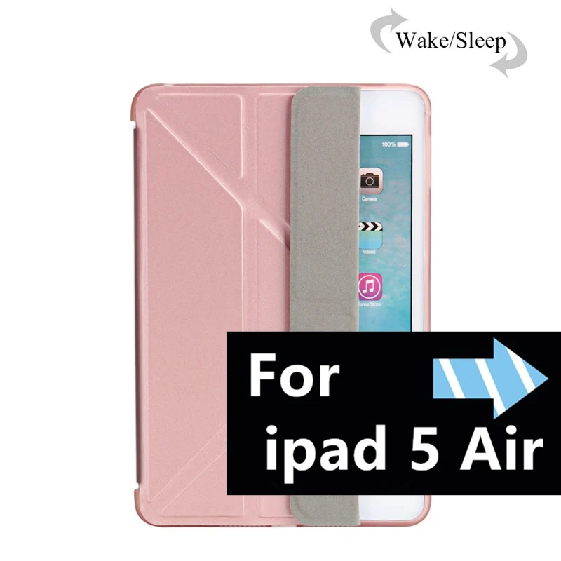 Умный для нового ipad 9,7 / флип-чехол с подставкой для ipad 5 Air ipad mini 1/2/3/мягкий ТПУ задний кожаный чехол подставка для планшета чехол - Цвет: 5 rose gold