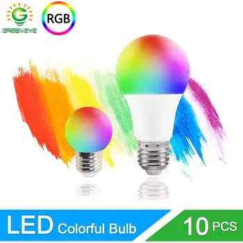 

10pcs RGB Led Bulb E27 3W 7W led lamp A60 G45 Led Light Colorful SMD 2835 220V 240V Flashlight Globe Bulb indoorlight for home