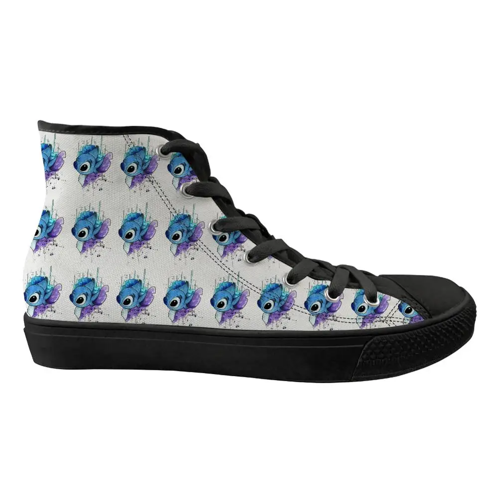 Индивидуальные Женские повседневные парусиновые туфли тематика «Лило и Стич» независимый дизайн мультфильм Стиль Черный Классический Женская дышащая обувь на заказ - Цвет: LMLY1589