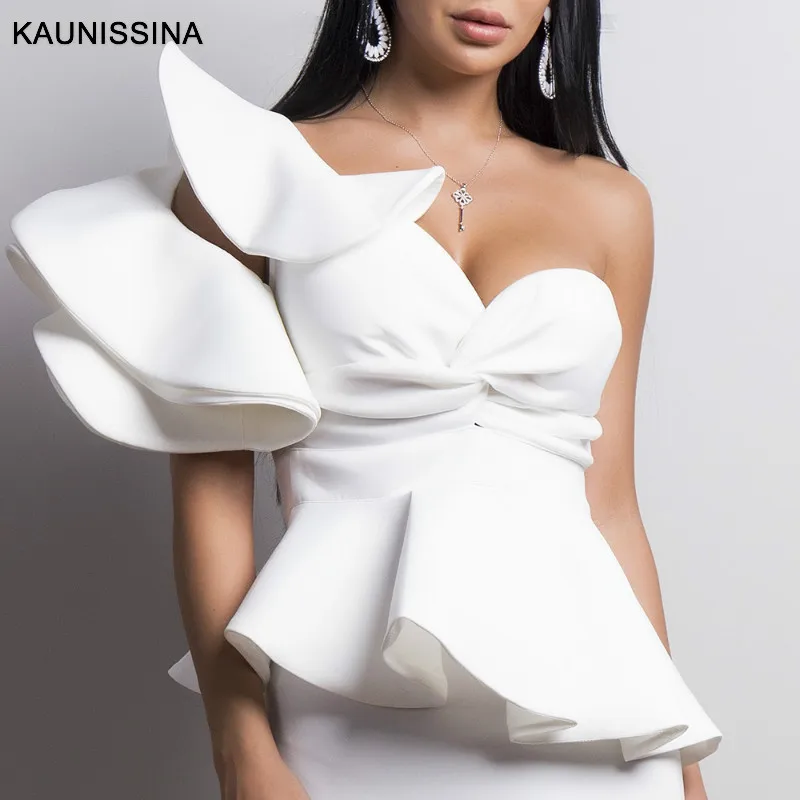 Формальное коктейльное облегающее платье с оборками KAUNISSINA сексуальное