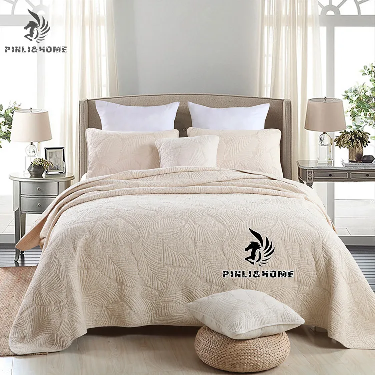 

Europe And America Solid Color Embroidery Quiltedtextiles Foreign Trade Original Garment Bed Cover Pure Cotton Summer Airable Co
