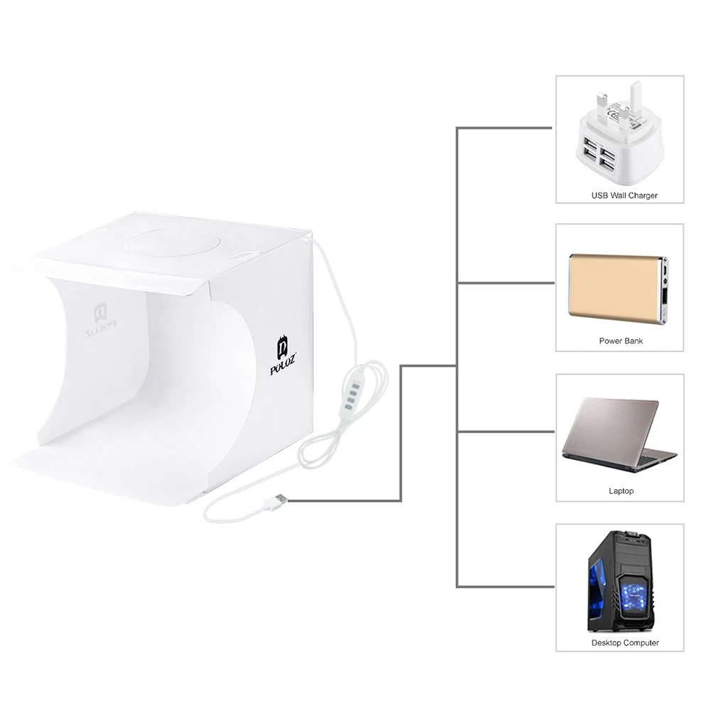 Tanie Cadiso Mini Studio Panel LED oświetlenie do fotografii białe miękkie Box pierścień lekki składany przenośny ulubionych fotografowania zestaw namiotowy do fotografii