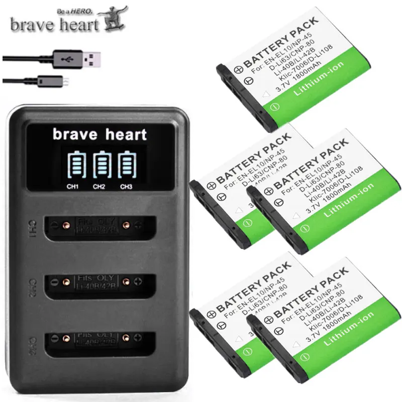 5x Li-40B LI-42B LI ion аккумулятор 40B 42B LI40B Батарейки + ЖК-дисплей USB Зарядное устройство