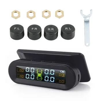 

Solar TPMS Car Tire Pressure Alarm Monitor System Display Temperature Warning with 4 sensors Bar Intelligent Test Tyre Pressure