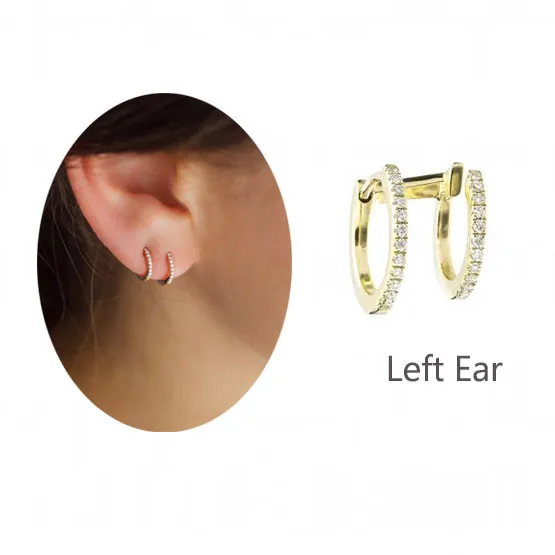Женские серьги-клипсы в виде кольца с кристаллами в стиле панк-рок - Окраска металла: Gold Left EarCuff