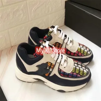 

Patchwork Sneakers Mixed Colors Casual Shoes Fashion Quality Female Shoes Chunky Shoes Mujer New 2020 Styles Flats Sports Shoes