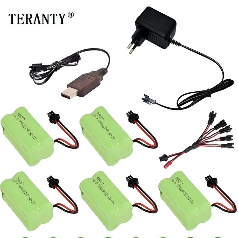 

(SM Plug) Ni-MH 4.8v 1800mah Battery + USB Charger For Rc toys Cars Tanks Robots Boats Guns 4* AA 4.8v Rechargeable Battery Pack