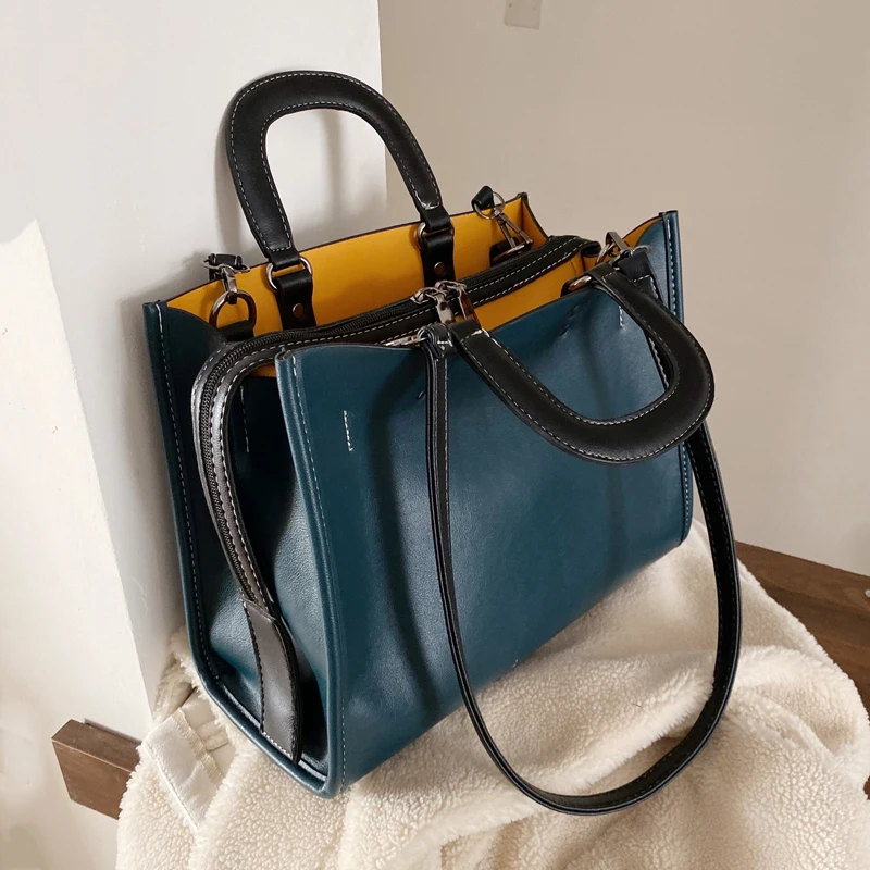 

Fashion Solid PU Leather Handbags Women Shoulder Bags 2020 New Vintage Ladies Designer Shoulder Messenger Bags Female Purses