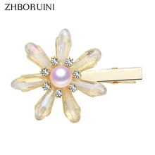 Новая мода натуральный пресноводный жемчуг заколка для волос для женщин и девочек Хрустальный цветок аксессуары для волос заколка для волос подарок
