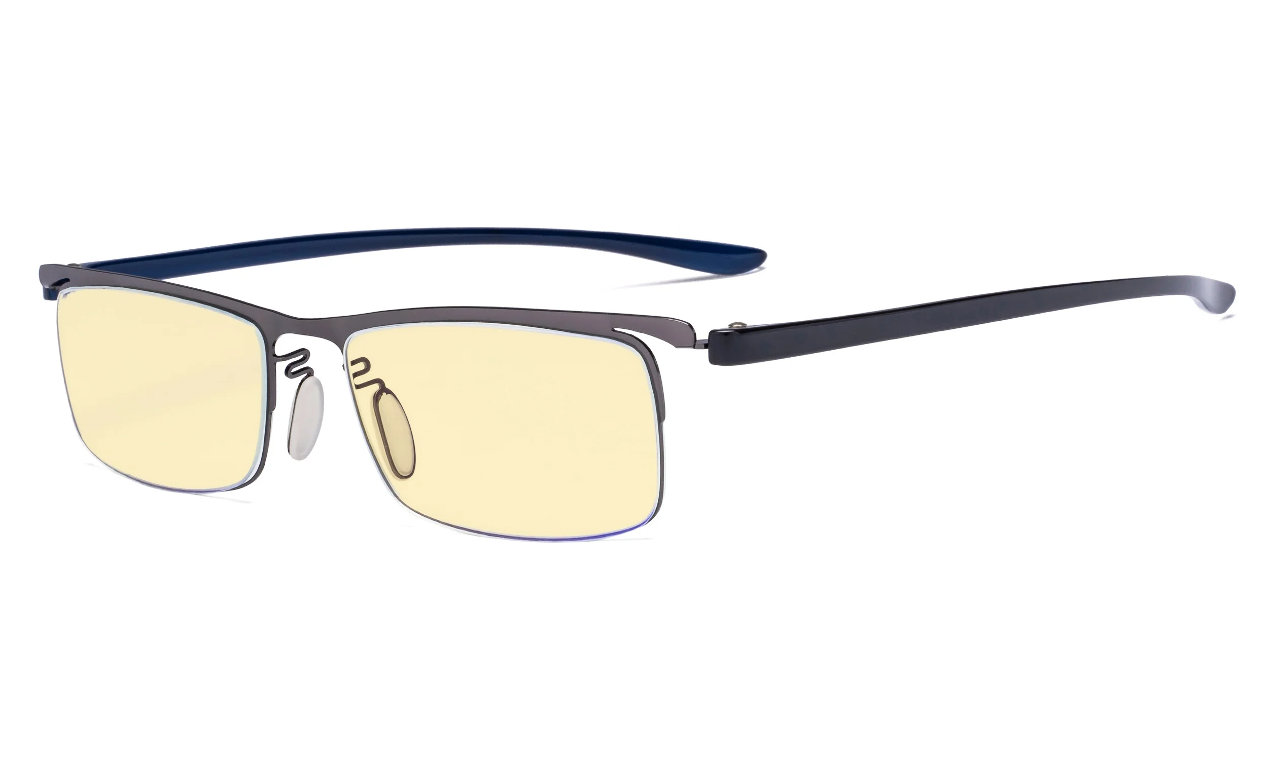 Gunmetal TMCG12625 Eyekepper, синий светильник, блокирующие компьютерные очки с желтым фильтром, линзы-полуободки, очки для чтения, для женщин и мужчин - Цвет оправы: Gunmetal