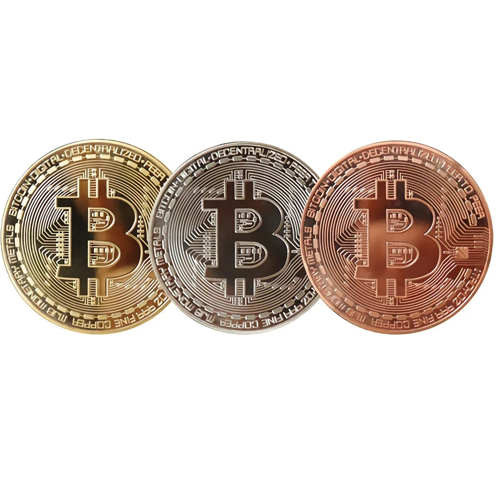 Bitcoin Copper Gold Plated Gift Physical Coin Collection 