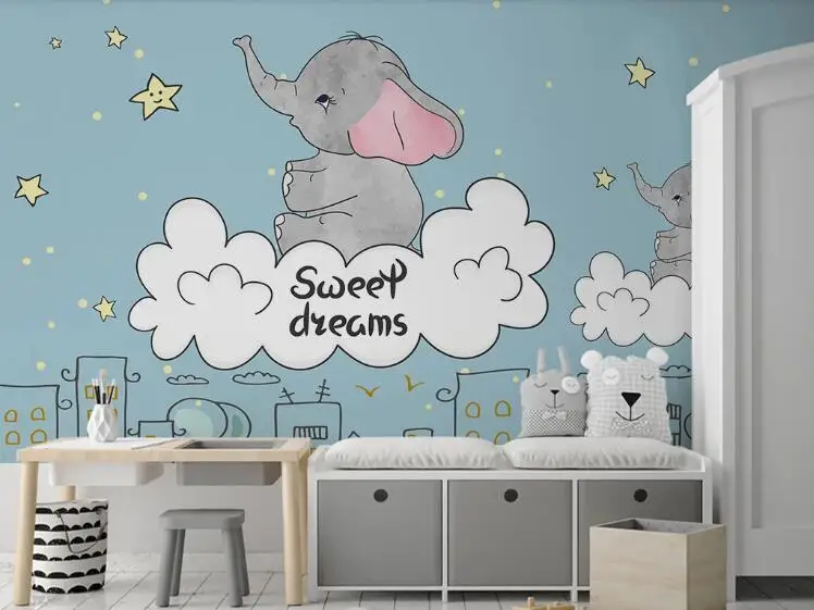 Beibehang Papel де parede 3d скандинавский минималистичный рисованный мультфильм мечта слон обои для детской комнаты обои домашний декор
