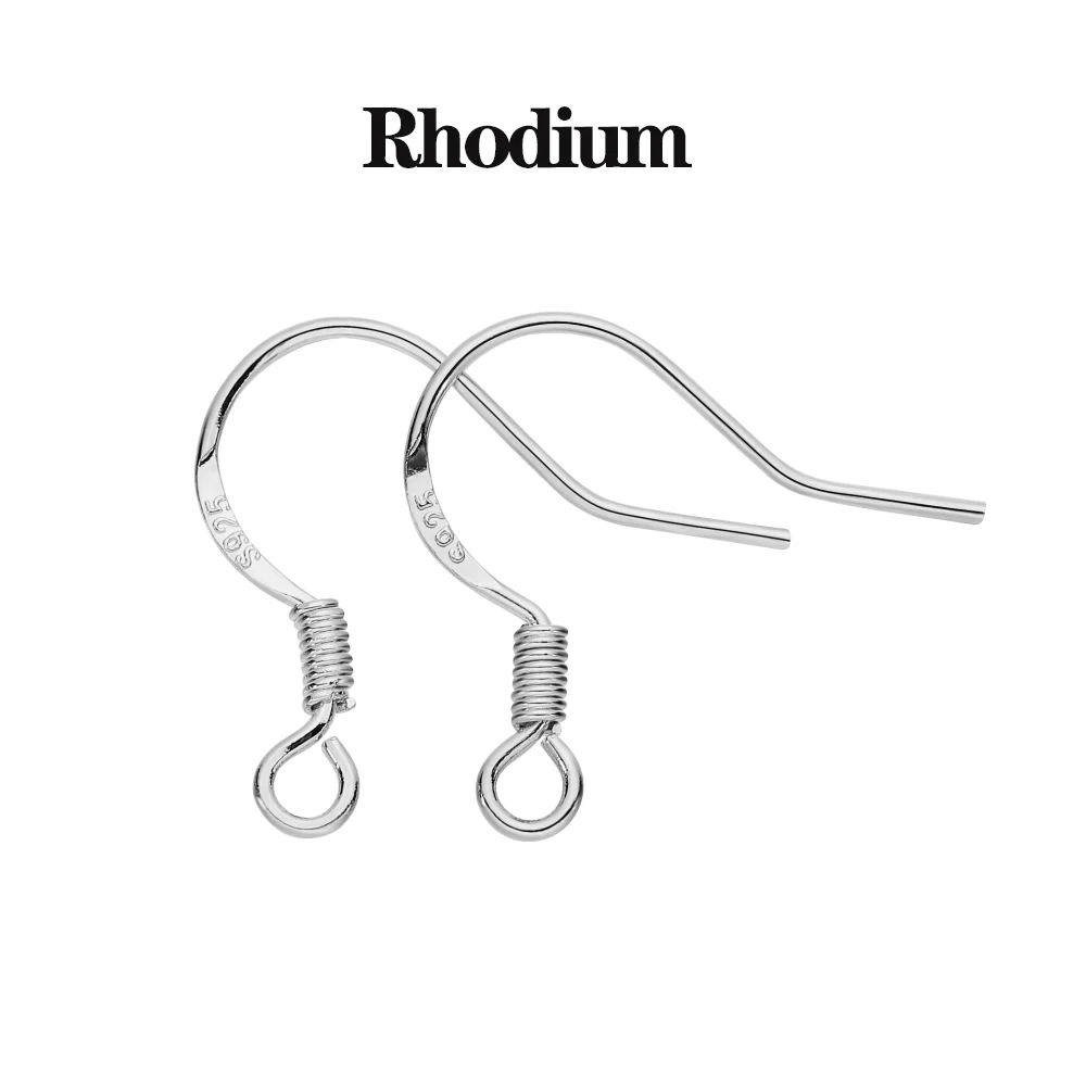 50pcs 16/20mm 925 כסף מצופה זהב רודיום אוזן ווי עגילי נועלים ממצאי עגיל חוטים עבור תכשיטים ביצוע אבזרים