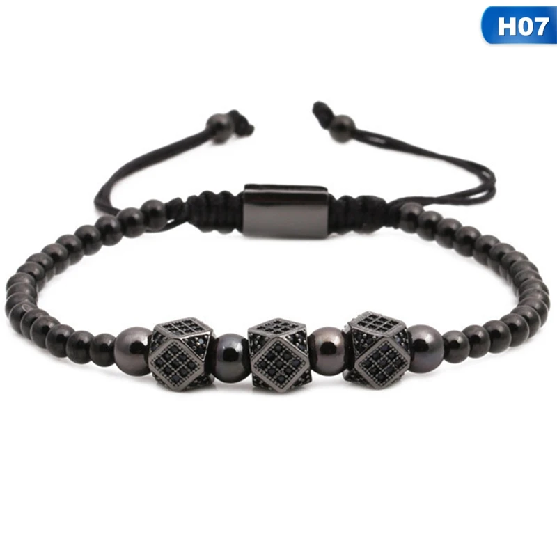 BL4334H07 Новое поступление модный браслет для мужчин роскошный Панк Корона браслет из бисера ручной работы для мужчин хип-хоп ювелирные изделия подарки - Окраска металла: BL4334H07