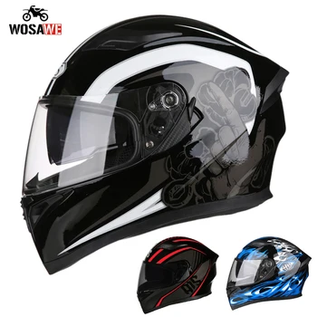 

WOSAWE Motorcycle Helmet Shell Removable Reflective Scooter Full Helmet Breathable Shockproof Visor Anti-collision Helmets
