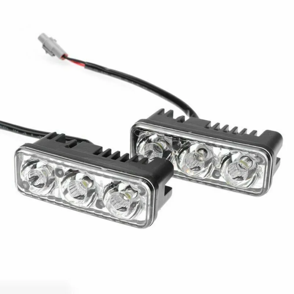 2pcs 3 светодиодный SMD 12V Белый DRL Дневной ходовой светильник противотуманная фара набор деталей
