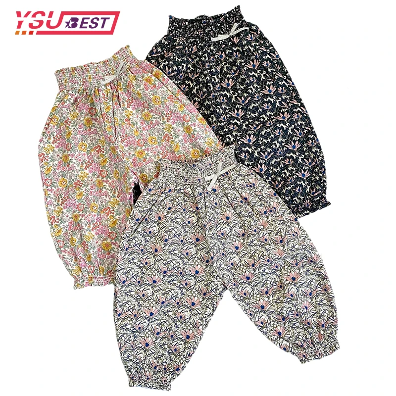 

Children Anti-mosquito Pants Kids Girls Clothes Sweatpants Floral Baby Girls Lantern Colorful Toddler Print Clothing Baggy Pant