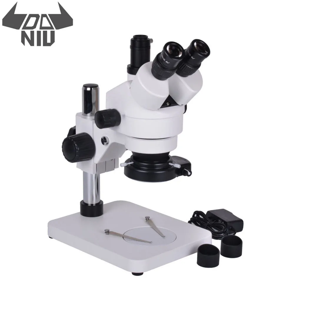 DANIU 7X-45X Тринокулярный Стерео микроскоп тринокулярный визуальный 56 светодиодный светильник+ окуляр WF10X20+ Адаптер C для лабораторных PCB микроскопов