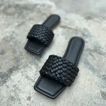 

2020 Fashion Flat Open Toe Slippers Women Square Toe Sandals Ladies Spring Summer Outdoor Beach Female Slides Casual Shoes Woman