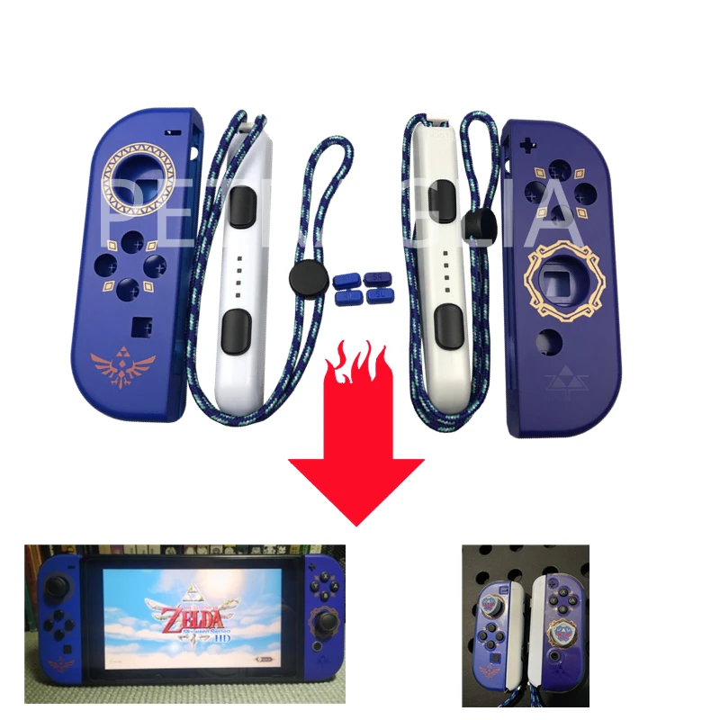 Skyward Sword Joy-con Skin Habitação Shell Case Qualidade Original Correias de Pulso para Nintendo Switch Vermelho Console Acessórios