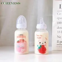 COZINESS biberones con dibujos de conejo para bebé, vaso de vidrio ligero con forma de corazón, estilo japonés, para estudiantes