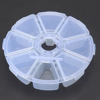 

8 slots round Compartment Plastic Storage Box for Beads earrings Adjustable Jewelry Container Transparent Box Case