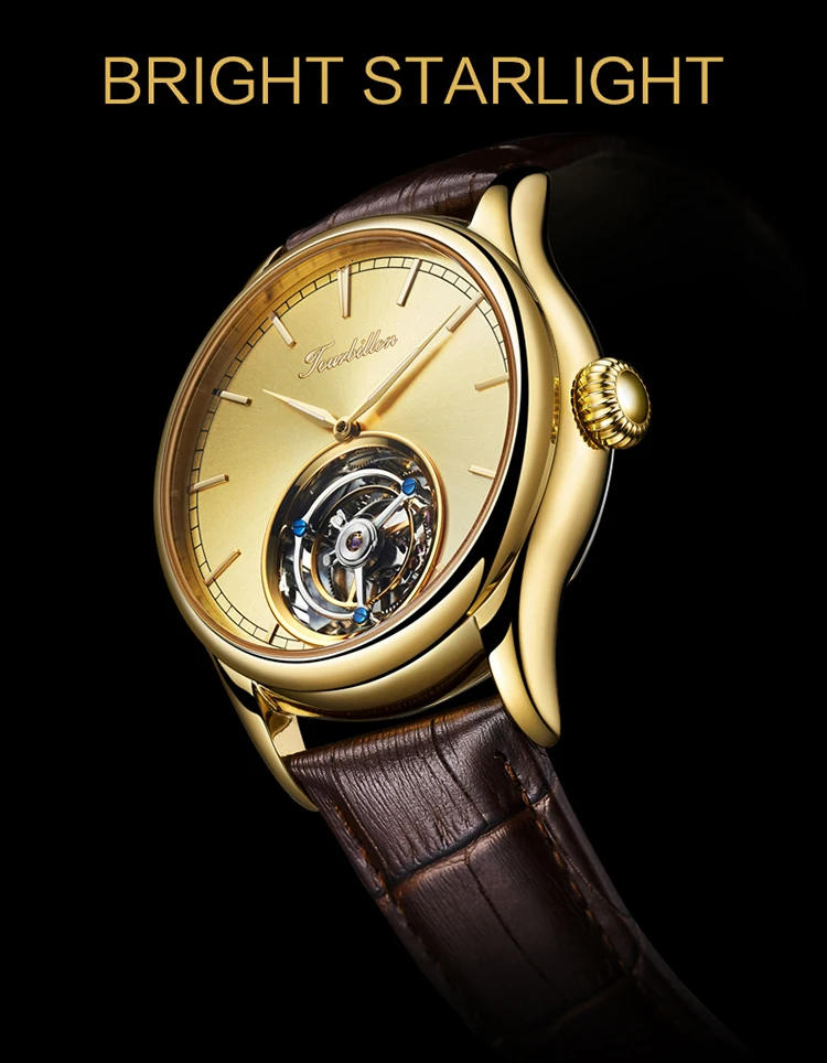 Индивидуальные высококачественные деловые Tourbillon Механические Мужские наручные часы с синим циферблатом механические наручные часы с кожаным ремешком