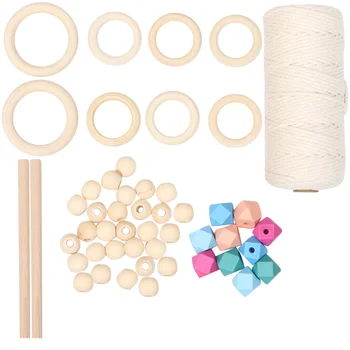 

1 Set of 119PCS Weaving Tapestry Material Kit DIY Cotton Rope Accessory Beech Sticks Beads Tapestry Material Set Weaving DIY Woo