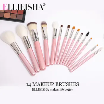 

ELLIEISHA Pink Makeup brushes set Professional Natural goat hair brushes Foundation Powder Contour Eyeshadow make up brushes