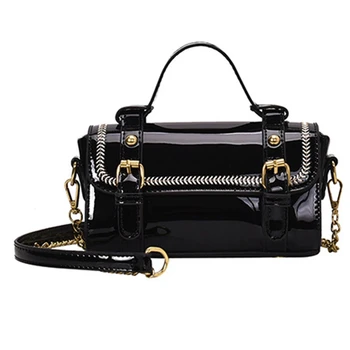 

ASDS-Patent Leather Women Small Bag Fashion Rivet Tote Handbags Female Casual Chain Shoulder Crossbody Bags