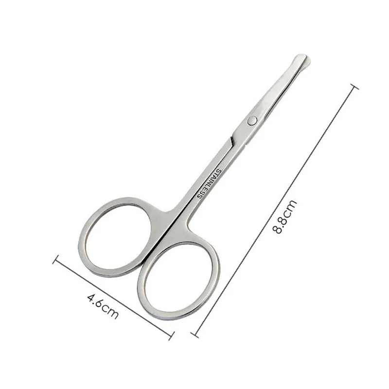 1pc Stainless Steel Portable Round Head Curved Mustache Nose Ear Hair Remover Scissor Trimmer Safety Eyebrow Beauty Scissors 6