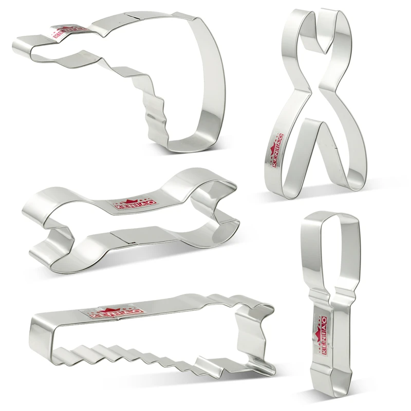 

KENIAO Tools Cookie Cutter Set - 5 PC - Electric Drill,Pliers,Saw,Screwdriver,Wrench Biscuit Fondant Cutter - Stainless Steel