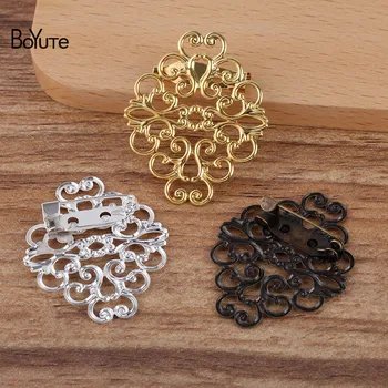 

BoYuTe (20 Pieces/Lot) 3 Colors Plated 37*30MM Filigree Flower Brooch Base Diy Hand Made Jewelry Findings Components