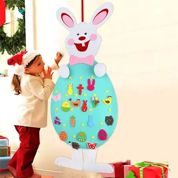 

Easter Bunny Decoration Set DIY Felt Bunny Set With Detachable Alphabet Easter Kids Easter Gift For Home Door Wall Decoration