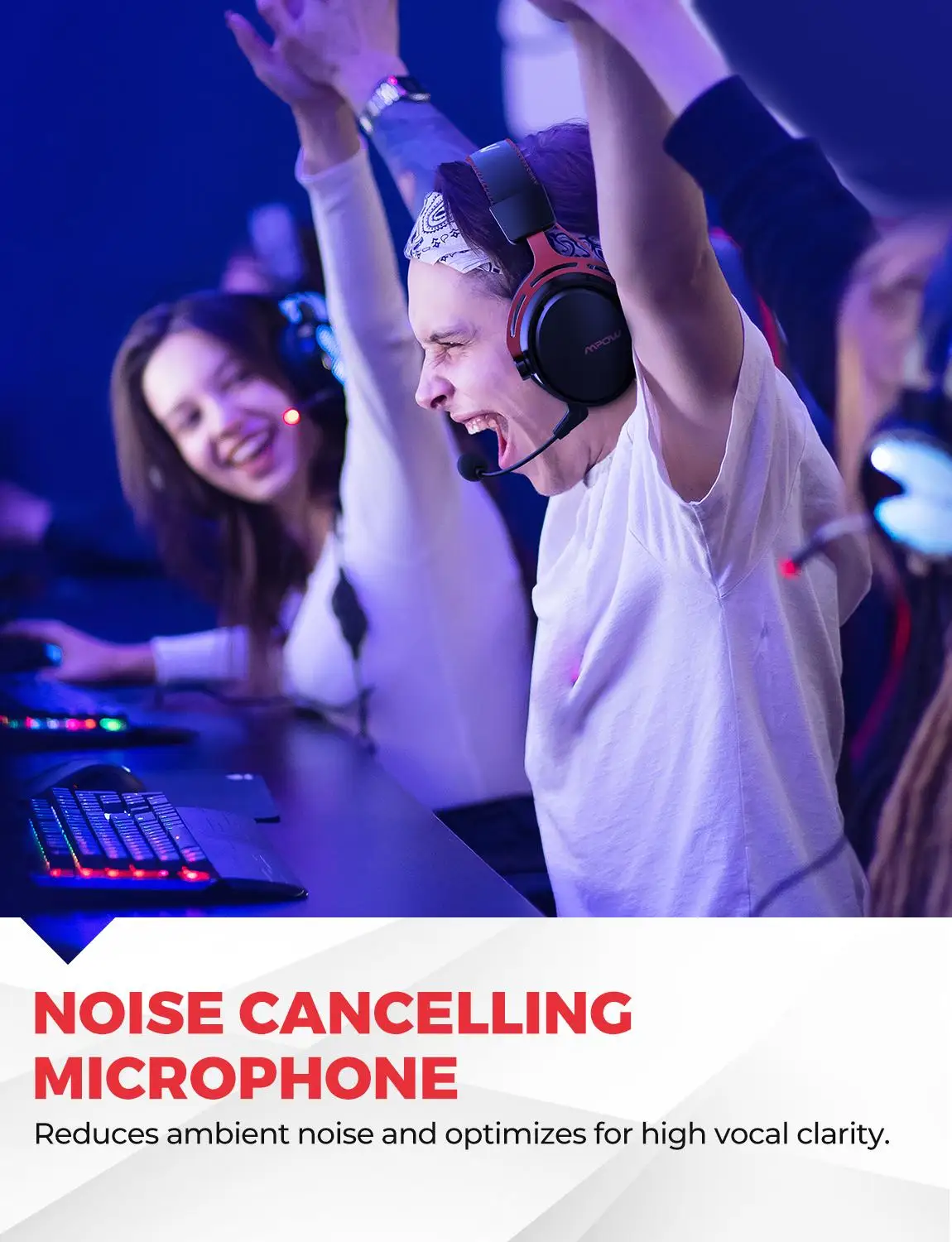 Mpow Air Pro Wireless Gaming Headset 7.1 Surround Sound Bluetooth Gaming Headset with Noise Cancellation Mic for Xbox One PS4 PC