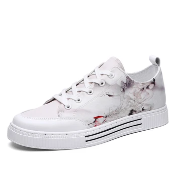 

SexeMara Men Shoes Fashion Fox Dragon Printed Rubber Sole Lace Up Flat Casual Shoes Travel Walking Shoes Footwear Zapatos Hombre