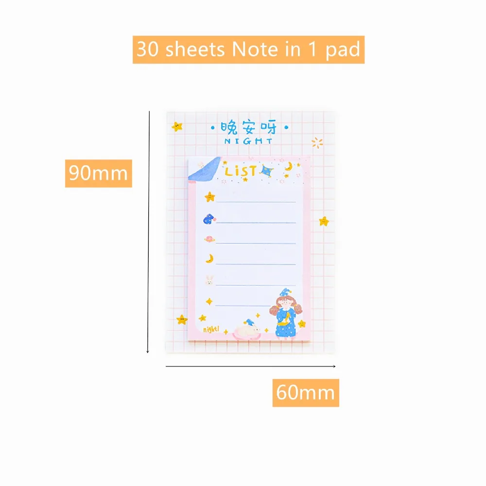 24 pcs/L Cute girl sticky memo note Cartoon wish check list Post adhesive planner sticker marker it notes Office School F860