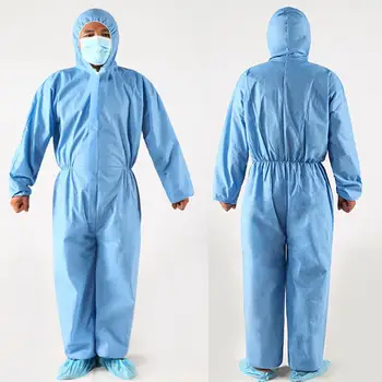

light material Disposable Unisex Non Woven Hooded Dust Proof Isolation Protection Coverall