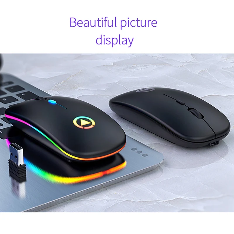 2,4 ГГц цветной светильник, беспроводная мышь, светильник, вес, Портативная USB перезаряжаемая Бесшумная мышь для ноутбука, ПК, планшета