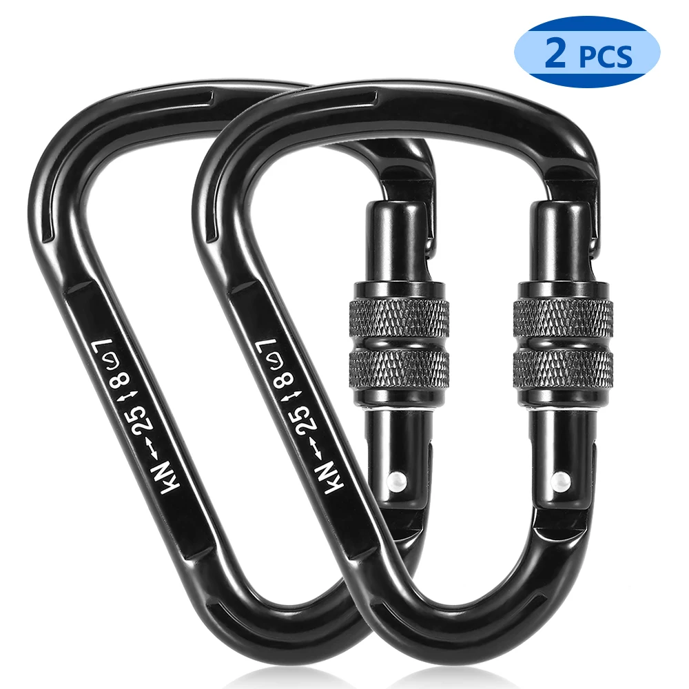 2шт 25KN Быстрый клип альпинистская упаковка ключ для ремонта объективов карабин Snag Бесплатный зажим d-образный карабин