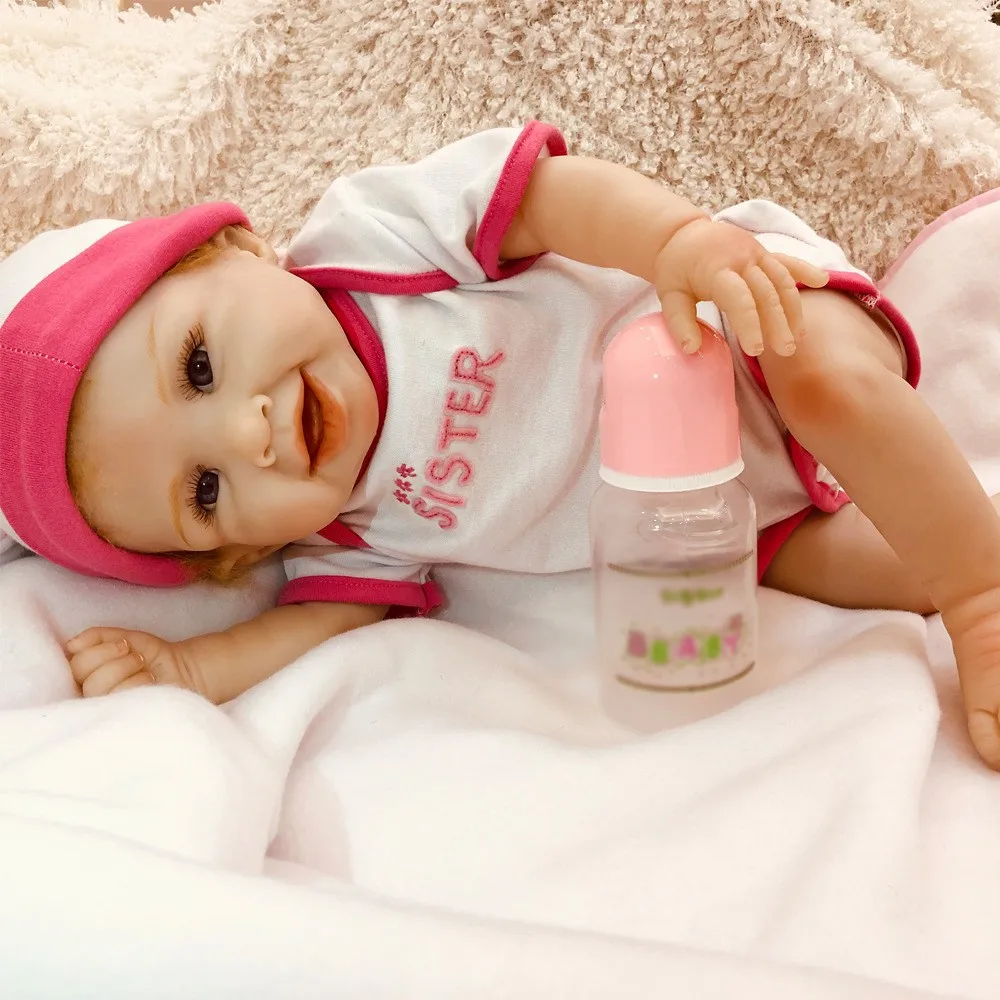  20 inch Baby Kids Reborn Baby Doll Soft Full Vinyl Silicone Lifelike Smile Newborn Baby Toy for Boy