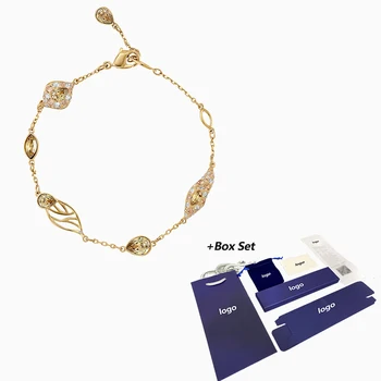 

2020 Fashion Accessories SWA New GRACEFUL BLOOM DECORATIVE BRACELET, BROWN, GOLD-TONE PLATED Necklace Ladies Elegant Romantic Gi