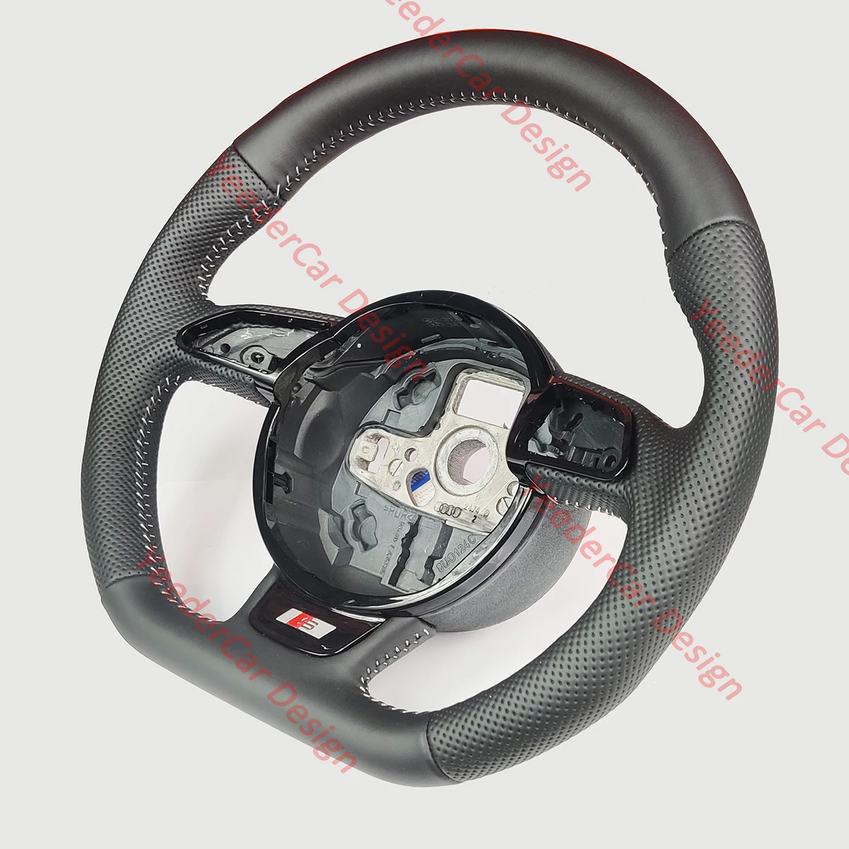 Fully Perforated Leather Steering Wheel Flat Bottom Fully Alcantara for