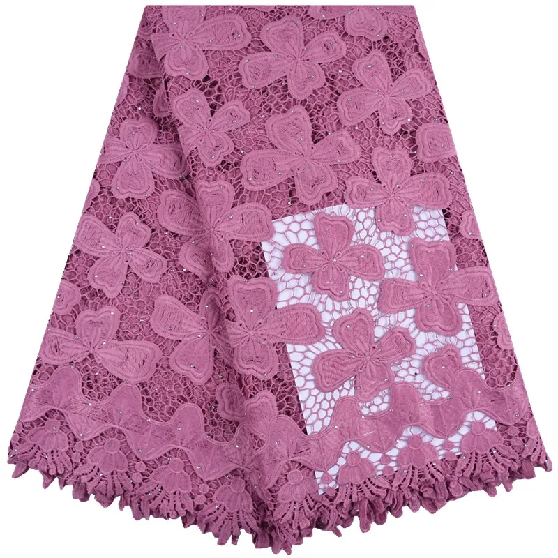 

Top End Nigerian Water Soluble Clover Cord Laces Latest Onion African Guipure Dress Fabrics With Stones For Wedding Party F1731