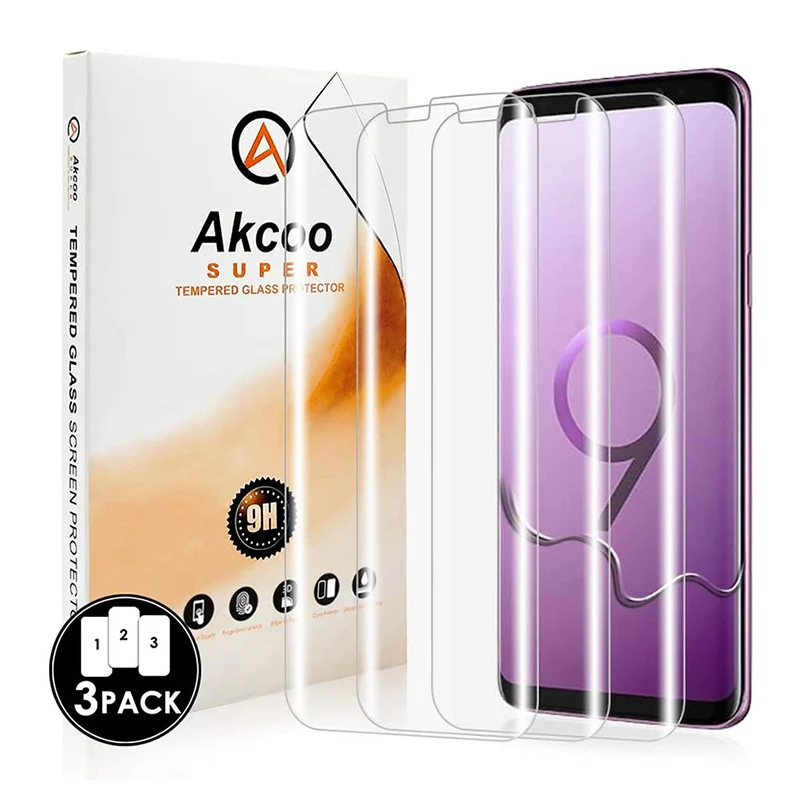 Akcoo 3 шт. закаленное стекло для Samsung Galaxy S9 защита УФ экрана сенсорный