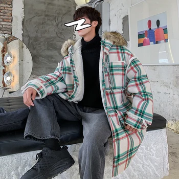 

2019 Winter Korean Version Of European And American Stitching Thick Fur Collar Hooded Cotton Suit